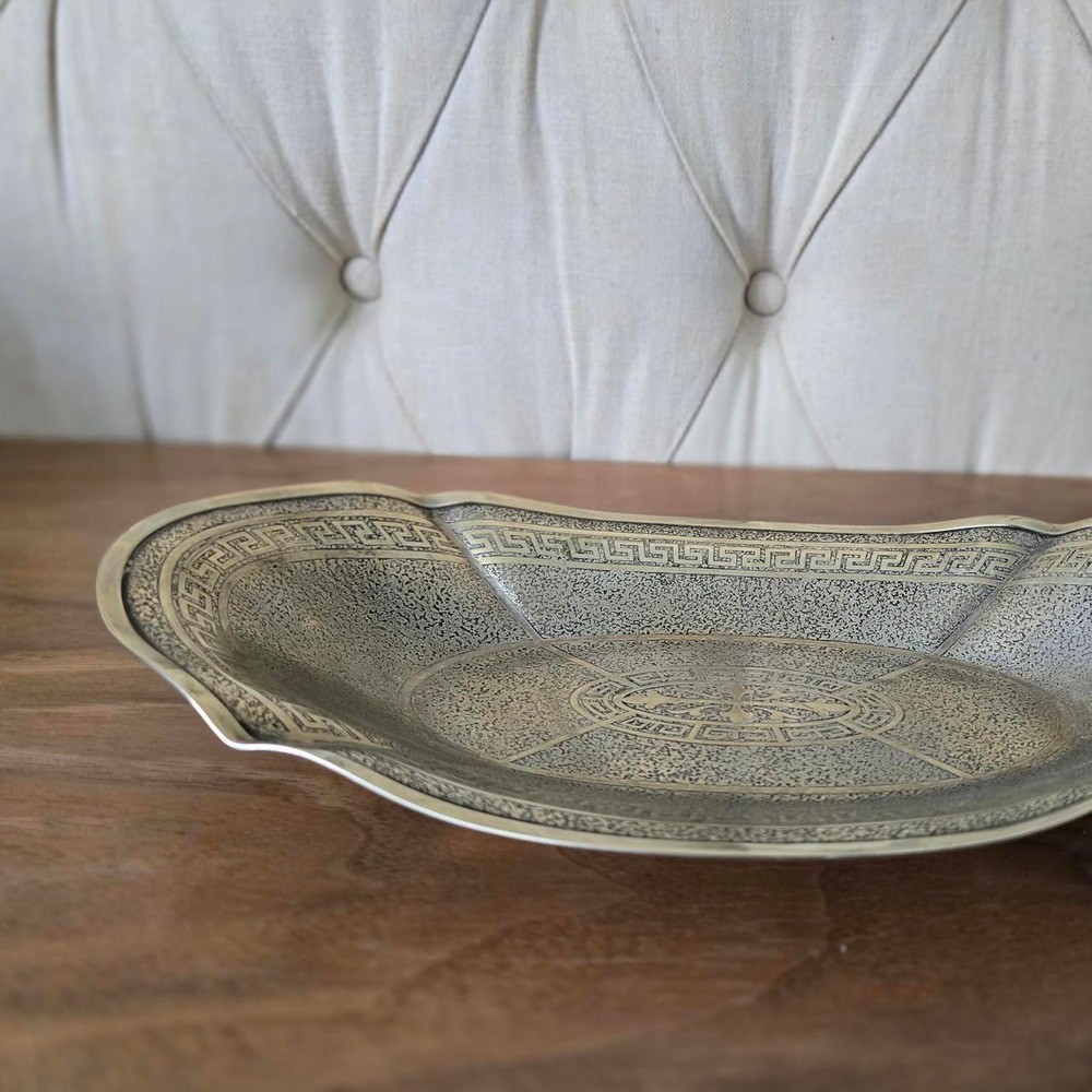 Antique 1924 Homer silver plate Hellenic Greek pattern oval tray